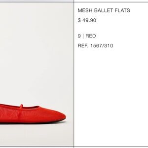 Zara Red Mesh Ballet Flats - Size 40 - Never Worn